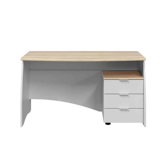ESTIL Writing Desk with 3-Drawer Pedestal (White) image