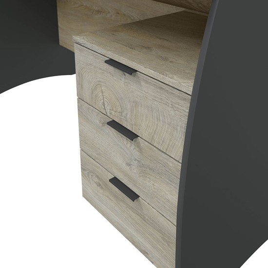 ESTIL Computer Desk with 3-Drawer Pedestal (Graphite) image