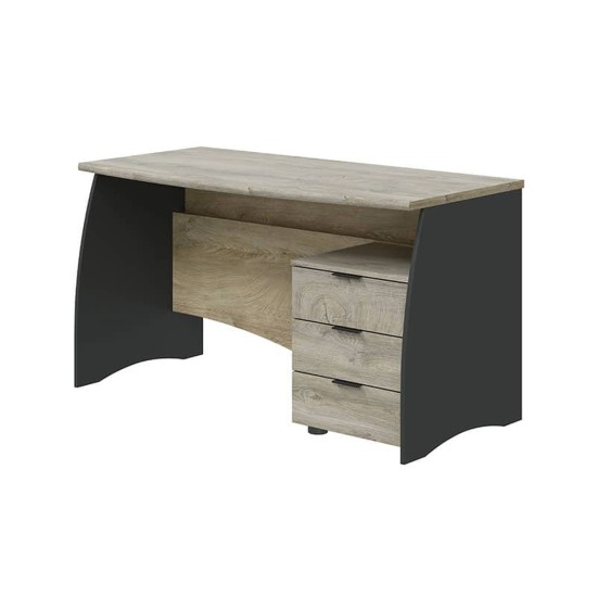 ESTIL Computer Desk with 3-Drawer Pedestal (Graphite) image