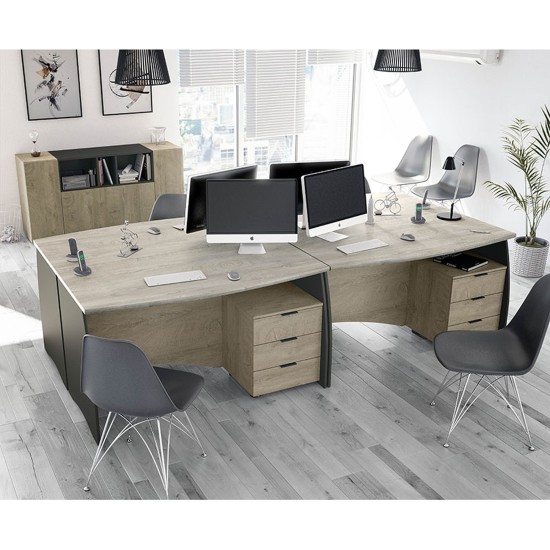 ESTIL Computer Desk with 3-Drawer Pedestal (Graphite) image