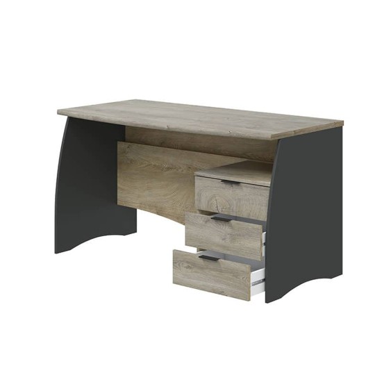 ESTIL Computer Desk with 3-Drawer Pedestal (Graphite) image