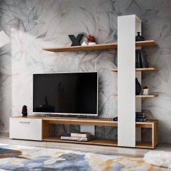 ECO living room wall unit, Wotan body / matt white fronts