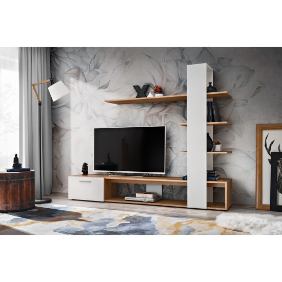 ECO living room wall unit, Wotan body / matt white fronts Furniture, Living Room Furniture, Furniture Wall Units, Organizational Furniture, Modern Furniture Wall Units image