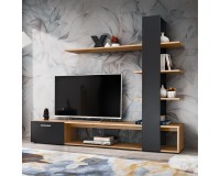 ECO living room wall unit, Wotan body / matt black fronts Furniture, Living Room Furniture, Modern Furniture Wall Units, Fast Delivery, Wall Units image