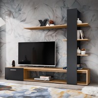 ECO living room wall unit, Wotan body / matt black fronts