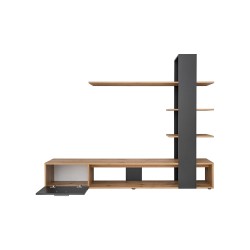 ECO living room wall unit, Wotan body / matt black fronts ECO living room wall unit, Wotan body / matt black fronts