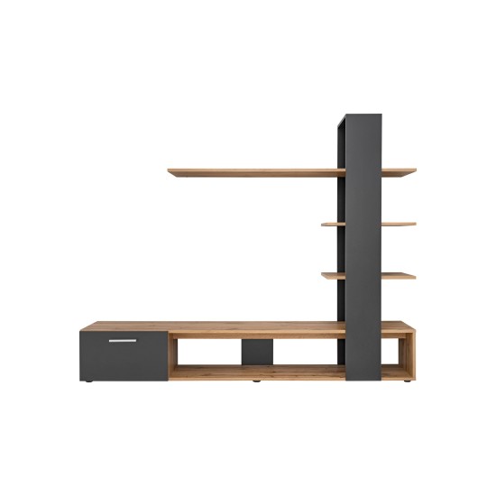 ECO living room wall unit, Wotan body / matt black fronts Furniture, Living Room Furniture, Modern Furniture Wall Units, Fast Delivery, Wall Units image