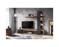 ECO living room wall unit, Wotan body / matt black fronts Furniture, Living Room Furniture, Modern Furniture Wall Units, Fast Delivery, Wall Units image