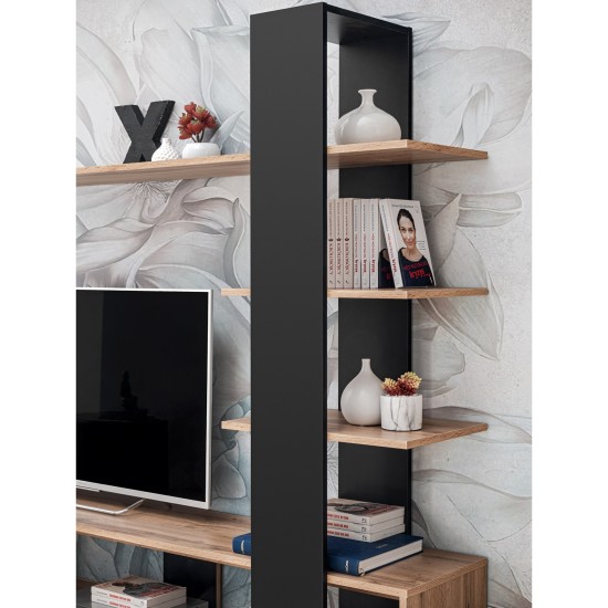 ECO living room wall unit, Wotan body / matt black fronts Furniture, Living Room Furniture, Modern Furniture Wall Units, Fast Delivery, Wall Units image