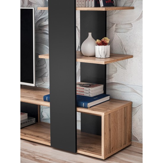 ECO living room wall unit, Wotan body / matt black fronts Furniture, Living Room Furniture, Modern Furniture Wall Units, Fast Delivery, Wall Units image