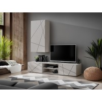 GEO I living room wall unit, cashmere with a black printed pattern