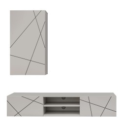 GEO I living room wall unit, cashmere with a black printed pattern GEO I living room wall unit, cashmere with a black printed pattern
