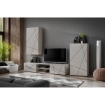 GEO II living room wall unit, cashmere with a black printed pattern