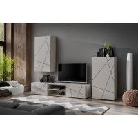 GEO II living room wall unit, cashmere with a black printed pattern