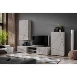 GEO II living room wall unit, cashmere with a black printed pattern
