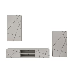 GEO II living room wall unit, cashmere with a black printed pattern GEO II living room wall unit, cashmere with a black printed pattern