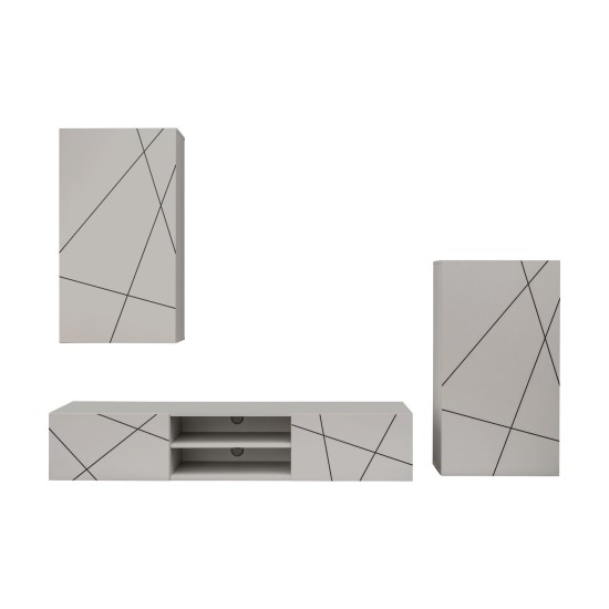 Showing image for GEO II living room wall unit, cashmere with a black printed pattern GEO II living room wall unit, cashmere with a black printed pattern image