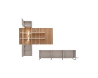 Стенка GUSTO LUX A в гостиную, кашемир и дуб Artisan
