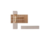 Стенка GUSTO LUX B в гостиную, кашемир и дуб Artisan