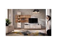 Стенка GUSTO PW A в гостиную, кашемир и дуб Artisan