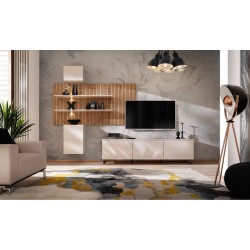 Стенка GUSTO PW A в гостиную, кашемир и дуб Artisan