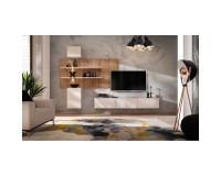 Стенка GUSTO PW B в гостиную, кашемир и дуб Artisan
