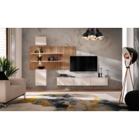 Стенка GUSTO PW B в гостиную, кашемир и дуб Artisan