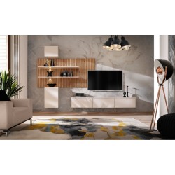 GUSTO PW B living room wall unit, cashmere and Artisan oak