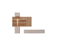 Стенка GUSTO PW B в гостиную, кашемир и дуб Artisan