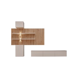 Стенка GUSTO PW B в гостиную, кашемир и дуб Artisan