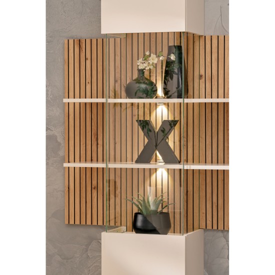 Стенка GUSTO PW B в гостиную, кашемир и дуб Artisan