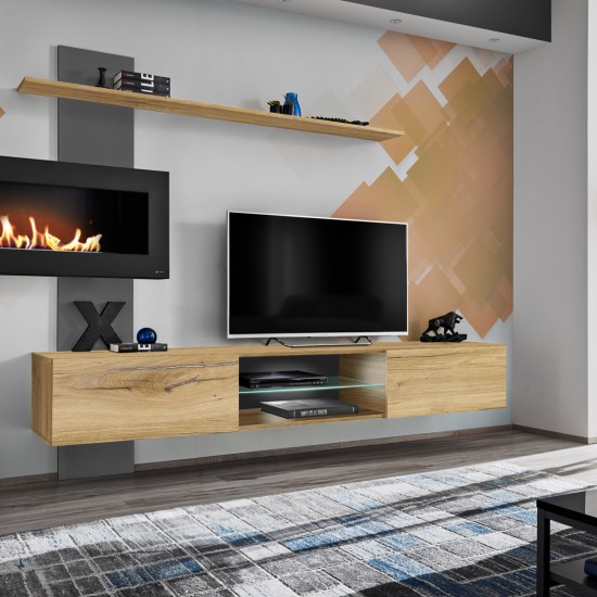 מזנון סלון FLAME B, אנתרציט ואלון Flagstaff מזנון סלון FLAME B, אנתרציט ואלון Flagstaff image