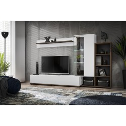 SILK II living room wall unit, Perla Elm and white gloss