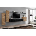 מזנון לסלון SWITCH I, אלון Wotan עם שחור מבריק, חזיתות למלה