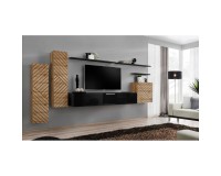 מזנון לסלון SWITCH I, אלון Wotan עם שחור מבריק, חזיתות למלה