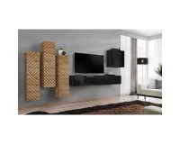 מזנון לסלון SWITCH III, אלון Wotan עם שחור מבריק, חזיתות למלה image