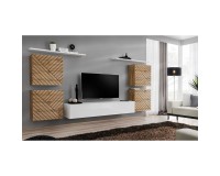 מזנון לסלון SWITCH IV, אלון Wotan עם לבן מבריק, חזיתות למלה