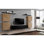 מזנון לסלון SWITCH IV, אלון Wotan עם שחור מבריק, חזיתות למלה