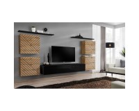 מזנון לסלון SWITCH IV, אלון Wotan עם שחור מבריק, חזיתות למלה