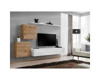 מזנון לסלון SWITCH V, אלון Wotan עם לבן מבריק, חזיתות למלה image