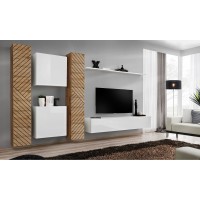 מזנון לסלון SWITCH VI, אלון Wotan עם לבן מבריק, חזיתות למלה
