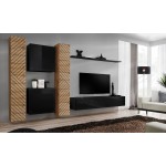 מזנון לסלון SWITCH VI, אלון Wotan עם שחור מבריק, חזיתות למלה