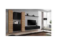 מזנון לסלון SWITCH VI, אלון Wotan עם שחור מבריק, חזיתות למלה