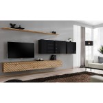 מזנון לסלון SWITCH VII, אלון Wotan עם שחור מבריק, חזיתות למלה