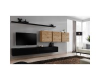 מזנון לסלון SWITCH VII, שחור מבריק עם אלון Wotan, חזיתות למלה image