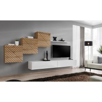 מזנון לסלון SWITCH X, אלון Wotan עם לבן מבריק, חזיתות למלה