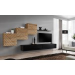 מזנון לסלון SWITCH X, אלון Wotan עם שחור מבריק, חזיתות למלה