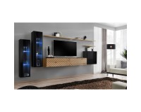 מזנון לסלון SWITCH XI, שחור מבריק עם אלון Wotan, חזיתות למלה image