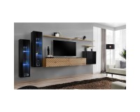מזנון לסלון SWITCH XI, שחור מבריק עם אלון Wotan, חזיתות למלה image