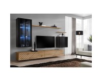 מזנון לסלון SWITCH XII, שחור מבריק עם אלון Wotan, חזיתות למלה image